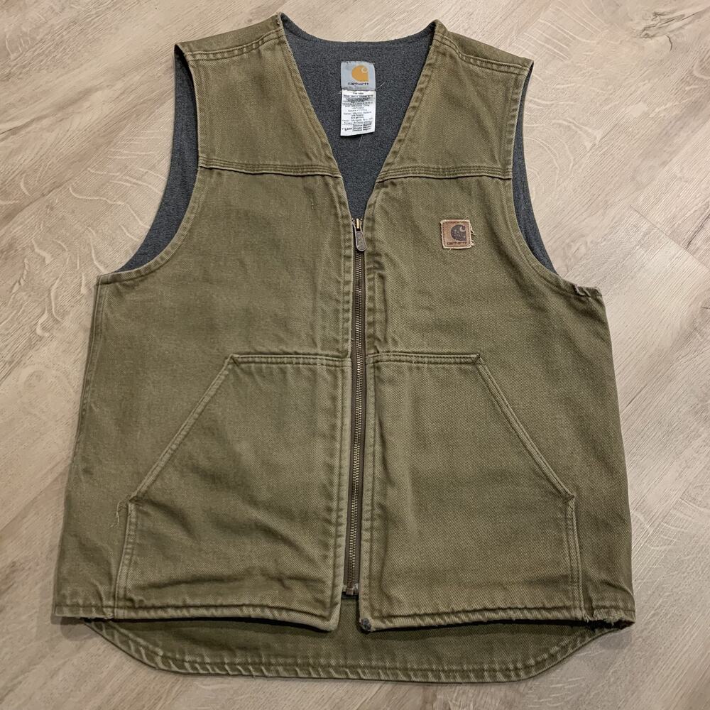 Vintage Carhartt V19-BRK Fleece Lined Duck Canvas Vest Men's M Bark Brown USA